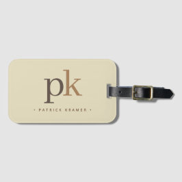 Lichte Khaki Twee Tons Minimalistische Monogram Bagagelabel