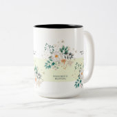 Lichte kleur Floral Aangepaste tekst Tweekleurige Koffiemok (Voorkant rechts)