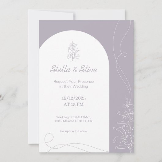 Lichte Kleur hand getrokken minimale bruiloft Kaart (Voorkant)