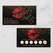 Lichte kleur met Gold Confetti en  rode lips Visitekaartje (Voorkant / Achterkant)