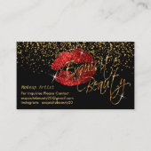 Lichte kleur met Gold Confetti en rode lips Visitekaartje (Voorkant)