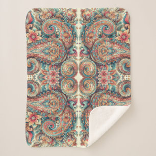 Lichte kleur Paisley Design Sherpa Deken