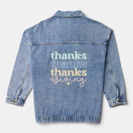 Lichte kleuren Bedankt geven retro typografie Denim Jacket (Achterkant)