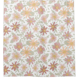 Lichte kleuren bloemontwerp douchegordijn