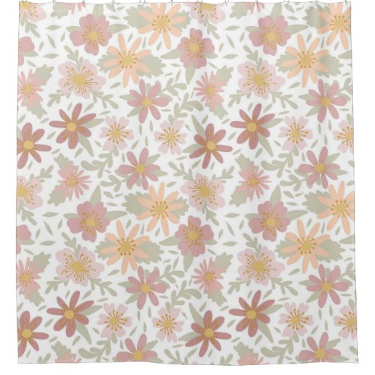 Lichte kleuren bloemontwerp douchegordijn (Voorkant)