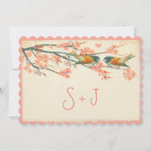  Lichte Koraal Blauwgroen Tortelduifjes Weddenscha Kaart (Achterkant)