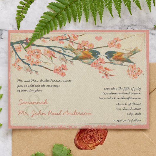  Lichte Koraal Blauwgroen Tortelduifjes Weddenscha Kaart