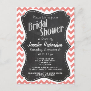 Lichte koraal Chevron strepen; krijtbord look Briefkaart