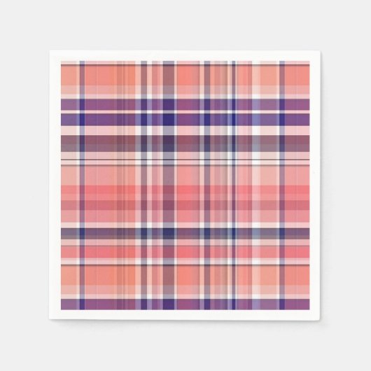 Lichte koraal, marineblauw, witte preppy Madras Ps Servet (Voorkant)