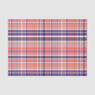 Lichte koraal, marineblauw, witte preppy Madras Ps Tissuepapier