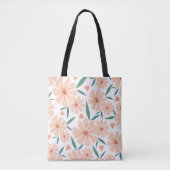 Lichte Koraal Roze Bloemen Canvas tas (Voorkant)