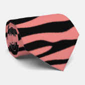 Lichte Koraal Zebra Strepen Dierenprint Stropdas (Opgerold)