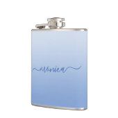 Lichte Korenbloem Blauw Gradiënt Elegante Handteke Heupfles (Links)