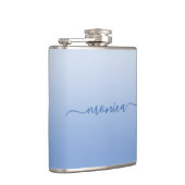 Lichte Korenbloem Blauw Gradiënt Elegante Handteke Heupfles (Rechts)