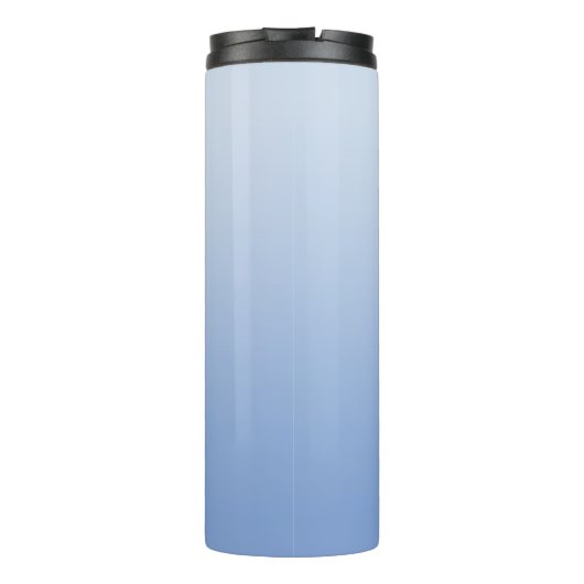 Lichte Korenbloem Blauw Gradiënt Elegante Handteke Thermosbeker (Achterkant)