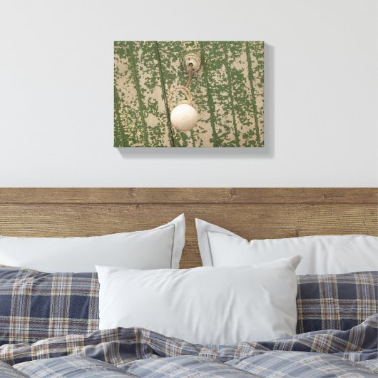 Lichte lamp en groene pellerverf canvas afdruk (Insitu (Slaapkamer))