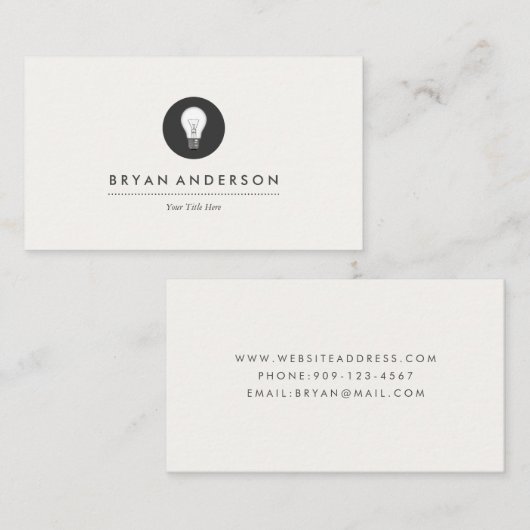 Lichte lamp Logo Elektrisch Visitekaartje (Voorkant / Achterkant)