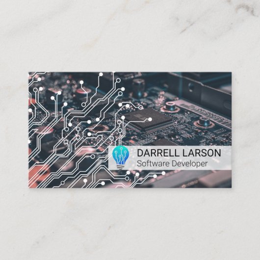 Lichte lamp Logo | Technologie | Software engineer Visitekaartje (Voorkant)