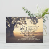 lichte lantaarntjes boom rustieke huwelijksverjaar kaart (Staand voorkant)