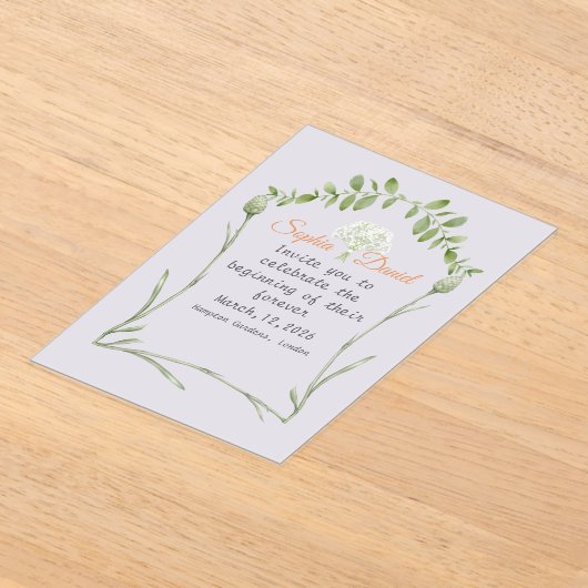 Lichte lavendel acryl bruiloft uitnodiging (Laagn)