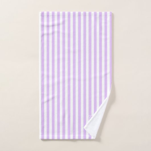 Lichte lavendel cabana strepen gemonogrammeerde in bad handdoek (Handdoek)