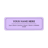 Lichte Lavendel Eenvoudige Minimalistische Naam Ad Etiket (Voorkant)