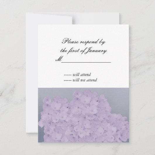 Lichte lavendel hydrangea antwoordkaart RSVP kaartje (Voorkant)