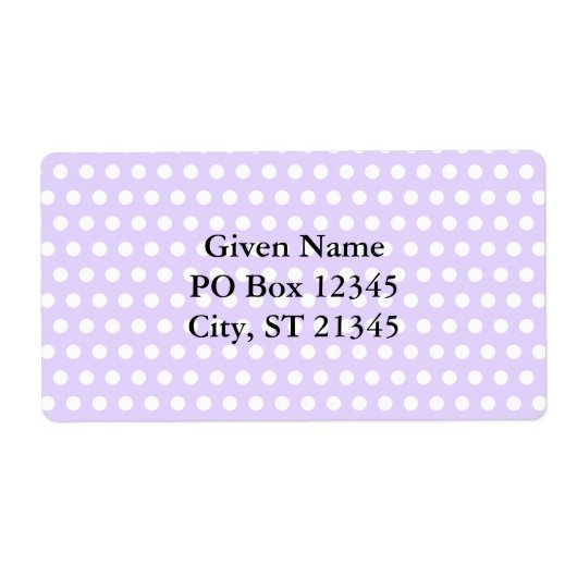 Lichte lavendel met witte pooldots etiket (Voorkant)