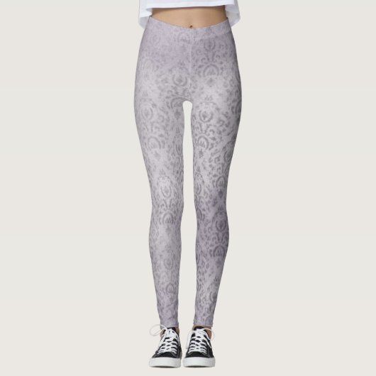 Lichte lavender Art Leggings (Voorkant)