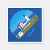 Lichte lichte blauwe oceaanvuurtoren servet (Voorkant)