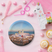 Lichte lichte vuurtoren van Snowy Maine Papieren Bordje (Feest)