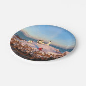 Lichte lichte vuurtoren van Snowy Maine Papieren Bordje (Gekanteld)