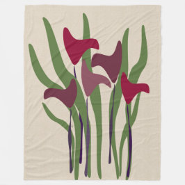 Lichte linen look Lilies Fleece Blanket Deken
