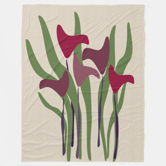 Lichte linen look Lilies Fleece Blanket Deken (Voorkant)