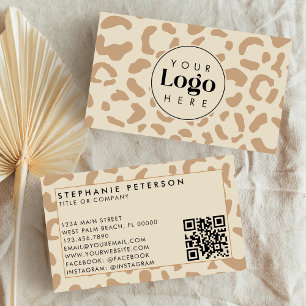 Lichte Luipaardprint Aangepast Bedrijfslogo QR-cod Visitekaartje