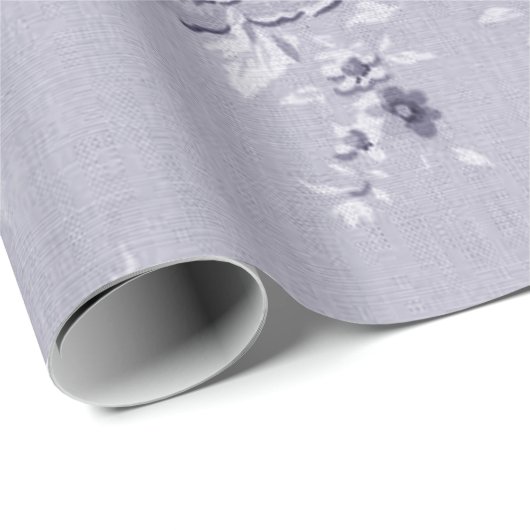 Lichte Mauve Paarse  Floral Toile Cadeaupapier (Rol Hoek)