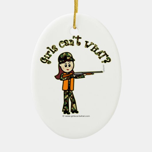 Lichte meisjes jagen keramisch ornament (Voorkant)