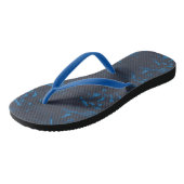 Lichte Middelblauwe Abstracte Flipflops op Zwart Teenslippers (Schuin)