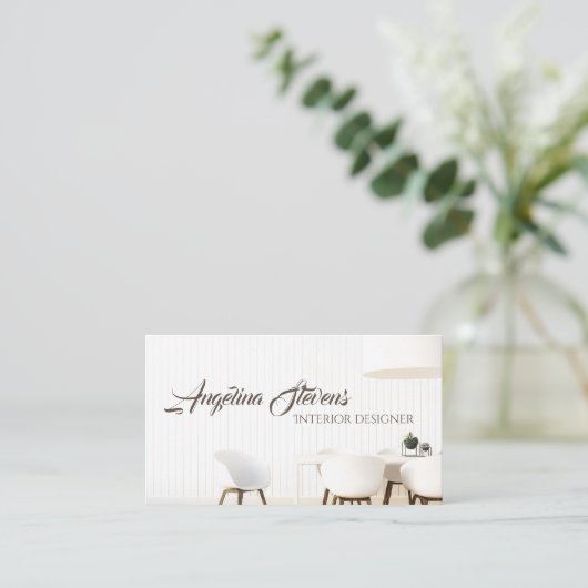 Lichte minimalistische interne ontwerper visitekaartje (Staand voorkant)