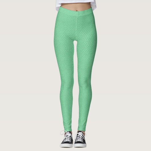Lichte Mint Groene Patterned Snake Huidtextuur Leggings (Voorkant)