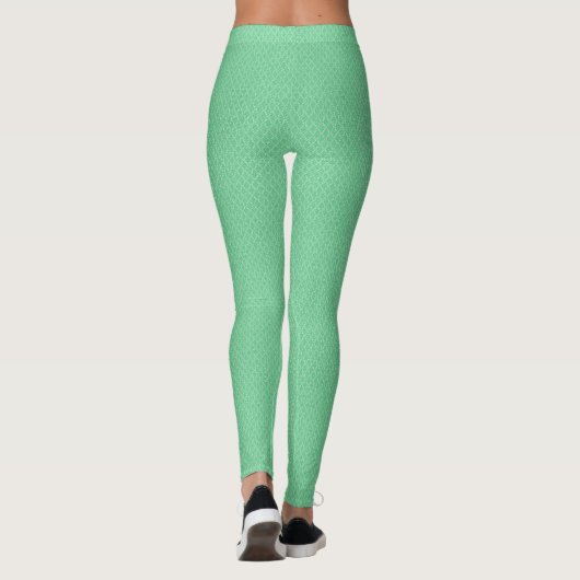 Lichte Mint Groene Patterned Snake Huidtextuur Leggings (Achterkant)