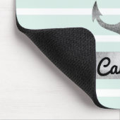 Lichte Mint Stripes Waterverf Anker Gepersonalisee Muismat (Hoek)