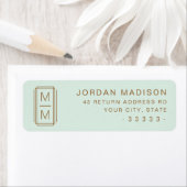 Lichte mintgroene monogram retouradres etiket (Insitu)