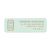 Lichte mintgroene monogram retouradres etiket (Voorkant)