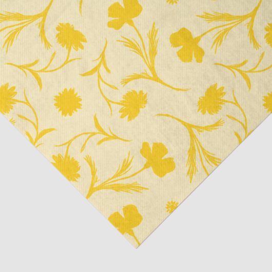 Lichte moderne bloempatroon Elegante cute gele Tissuepapier (Detail)