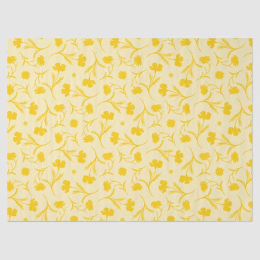 Lichte moderne bloempatroon Elegante cute gele Tissuepapier (Voorkant)
