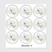 Lichte Moderne Minimale Grijze Bloem Tekening Beda Sticker (Vel)