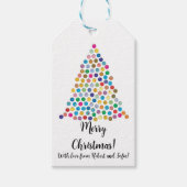 Lichte multicolor kerstboom cadeaulabel (Voorkant)