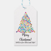Lichte multicolor kerstboom cadeaulabel (Achterkant)