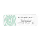 Lichte munt Chevron zigzag gepersonaliseerd monogr Etiket (Voorkant)